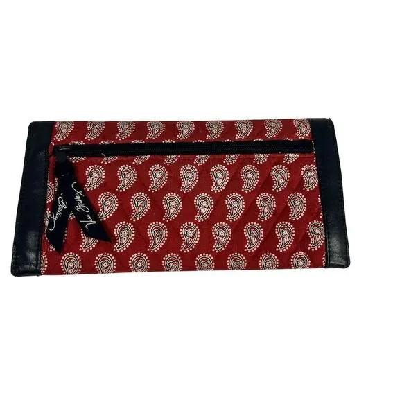 Vera Bradley Women's Red Paisley Trifold Wallet with Card Slots - Picture 4 of 4